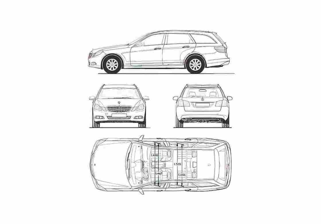 Blueprint Mercedes Benz E Class T Wagon 2010 A4 Photo Print