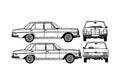 Blueprint Mercedes Benz E Class W110 280SE Sedan 1970 A4 Photo Print