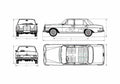 Blueprint Mercedes Benz E Class W110 300 SEL Sedan 1968 A4 Photo Print