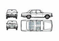Blueprint Mercedes Benz E Class W114 280E Sedan 1973 A4 Photo Print