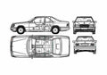 Blueprint Mercedes Benz E Class W124 280CE Sedan 1986 A4 Photo Print