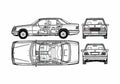 Blueprint Mercedes Benz E Class W124 280E Sedan 1986 A4 Photo Print