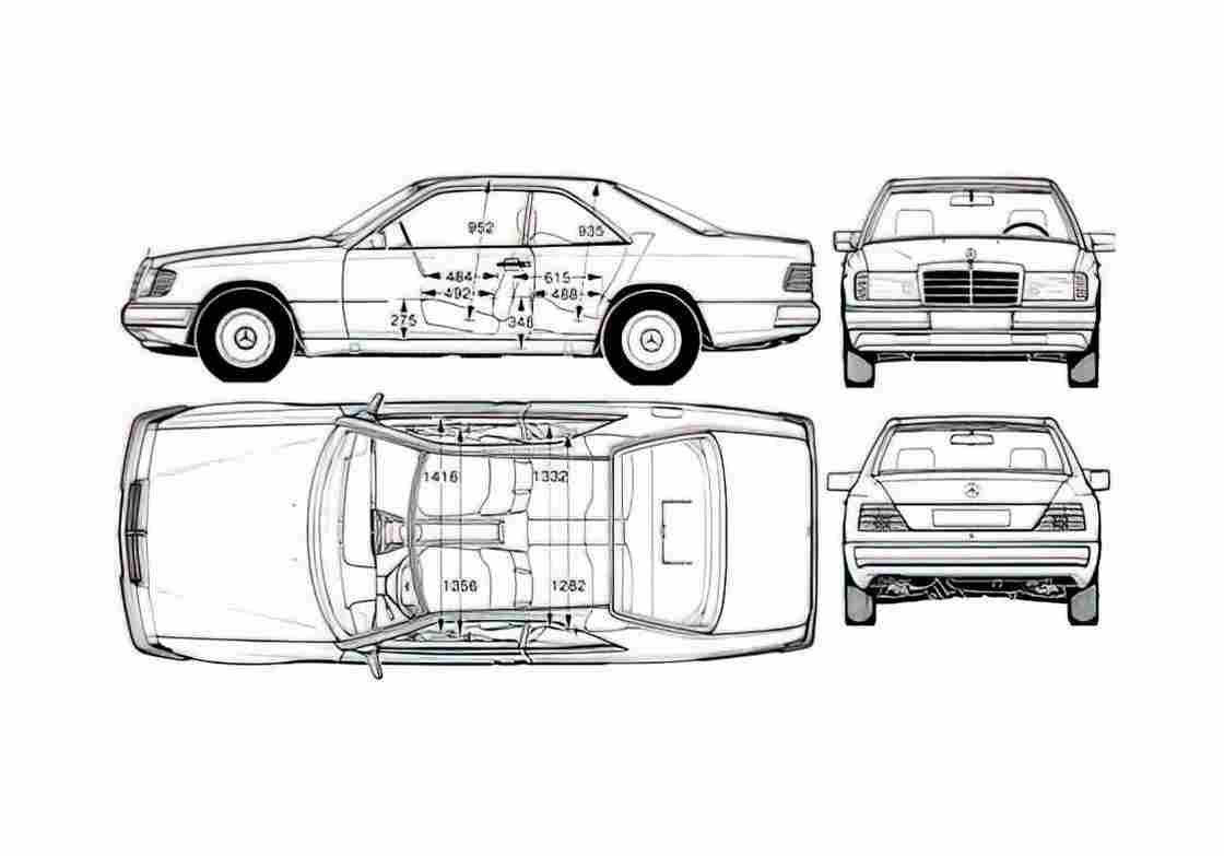Blueprint Mercedes Benz E Class W124 E420 Coupe 1994 A4 Photo Print