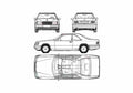 Blueprint Mercedes Benz E Class W124 E420 Sedan 1996 A4 Photo Print