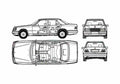 Blueprint Mercedes Benz E Class W124 Sedan 1985 A4 Photo Print