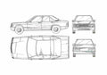 Blueprint Mercedes Benz E Class W124 Sedan 1989 A4 Photo Print