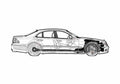 Blueprint Mercedes Benz E Class W211 E 55 AMG Sedan 2003 A4 Photo Print