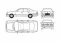 Blueprint Mercedes Benz E Class W211 E 55 AMG Sedan 2004 A4 Photo Print