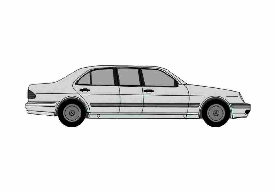 Blueprint Mercedes Benz E Class W211 E320L Limousine 2003 A4 Photo Print