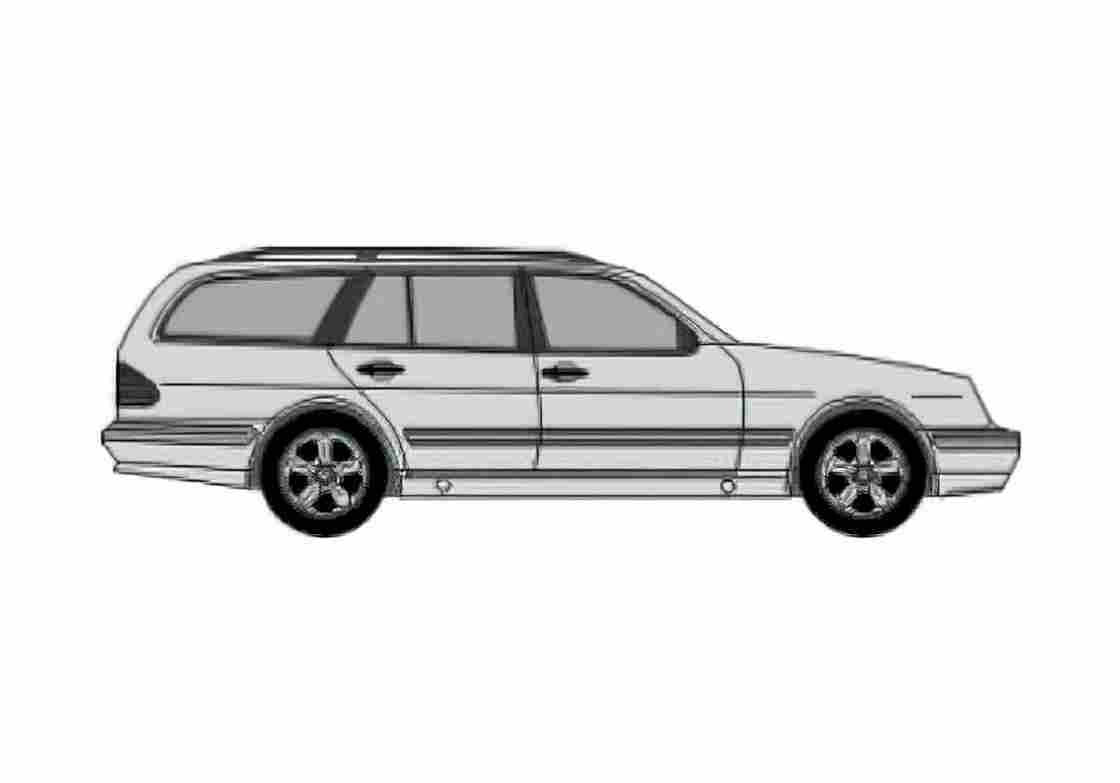 Blueprint Mercedes Benz E Class W211 E320T Wagon 2003 A4 Photo Print