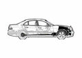 Blueprint Mercedes Benz E Class W211 E500 Sedan 2003 A4 Photo Print