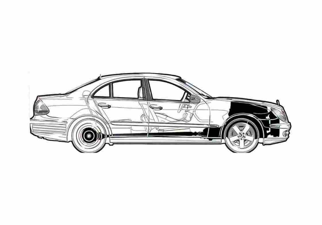 Blueprint Mercedes Benz E Class W211 E500 Sedan 2003 A4 Photo Print