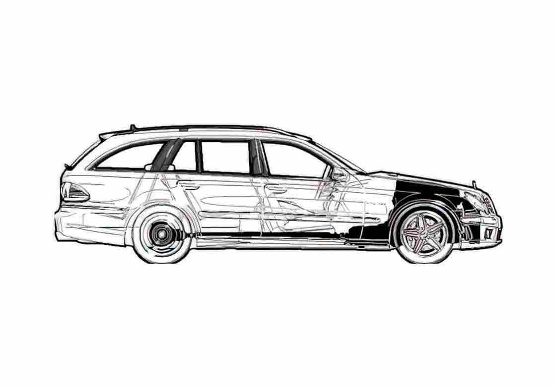 Blueprint Mercedes Benz E Class W211 E63 AMG Wagon 2007 A4 Photo Print