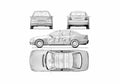 Blueprint Mercedes Benz E Class W211 Sedan 2002 A4 Photo Print
