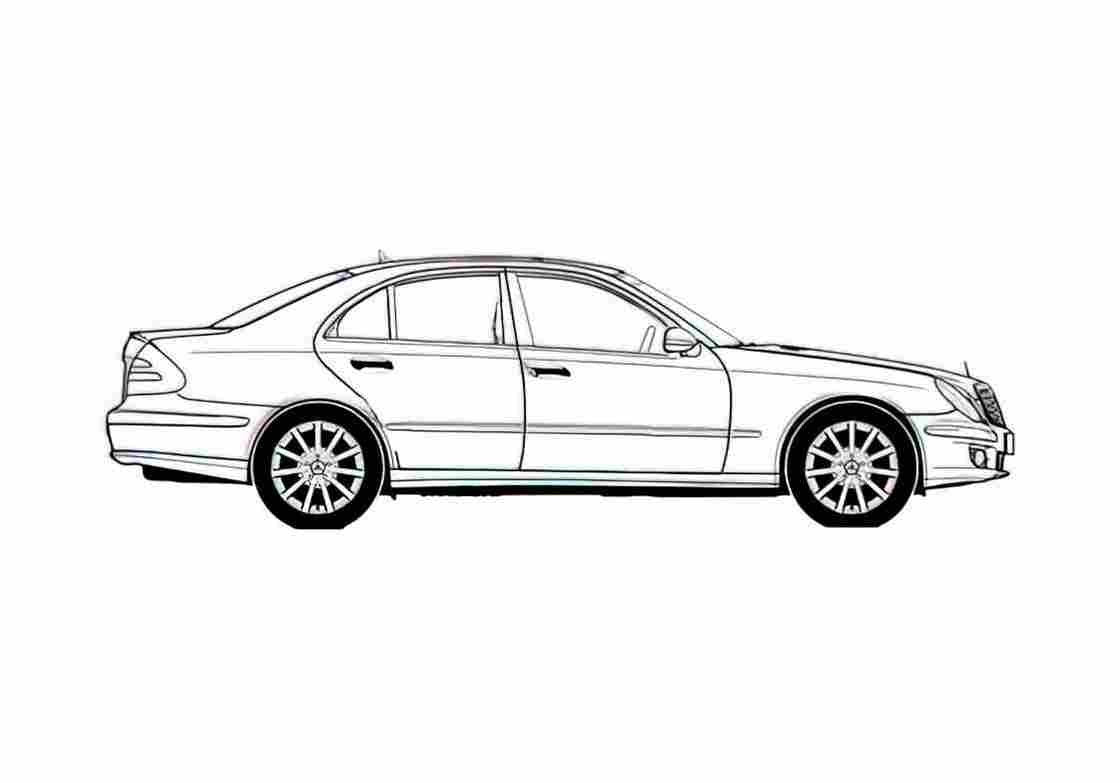 Blueprint Mercedes Benz E Class W211 Sedan 2007 A4 Photo Print