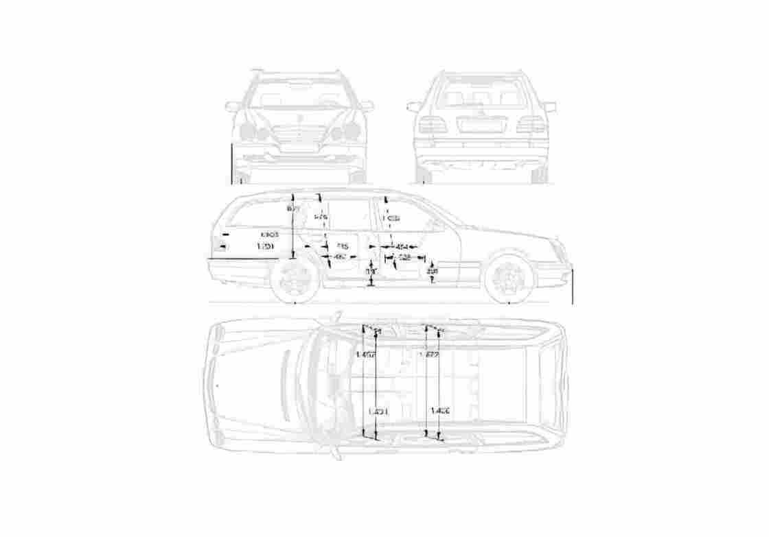 Blueprint Mercedes Benz E Class W211 Wagon 2004 A4 Photo Print