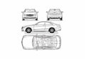 Blueprint Mercedes Benz E Class W212 Coupe 2009 A4 Photo Print