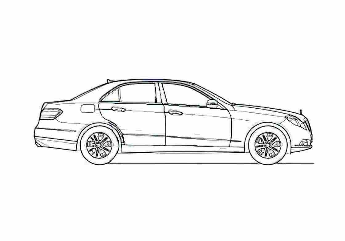 Blueprint Mercedes Benz E350 W212 Sedan 2009 A4 Photo Print