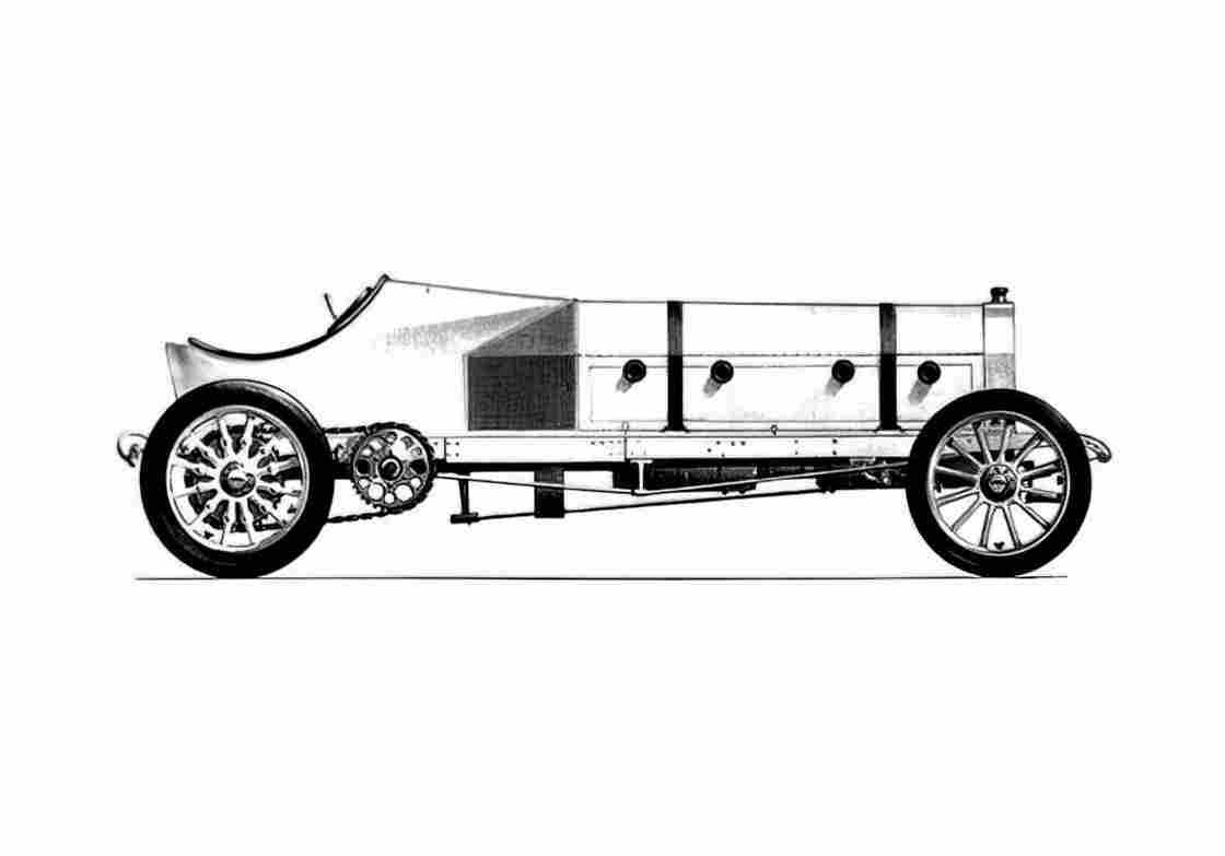 Blueprint Mercedes Benz Flying Duchman Land Speed Rekord Car OW 1905 A4 Photo Print