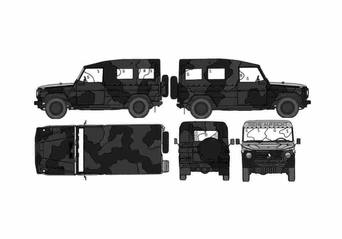 Blueprint Mercedes Benz G Class W460 250GD Wolf SUV 1979 A4 Photo Print