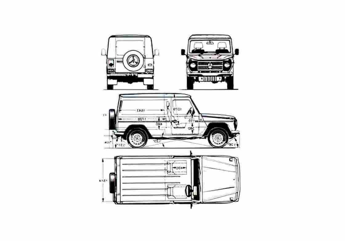 Blueprint Mercedes Benz G Class W463 LWB Van Van 1999 A4 Photo Print
