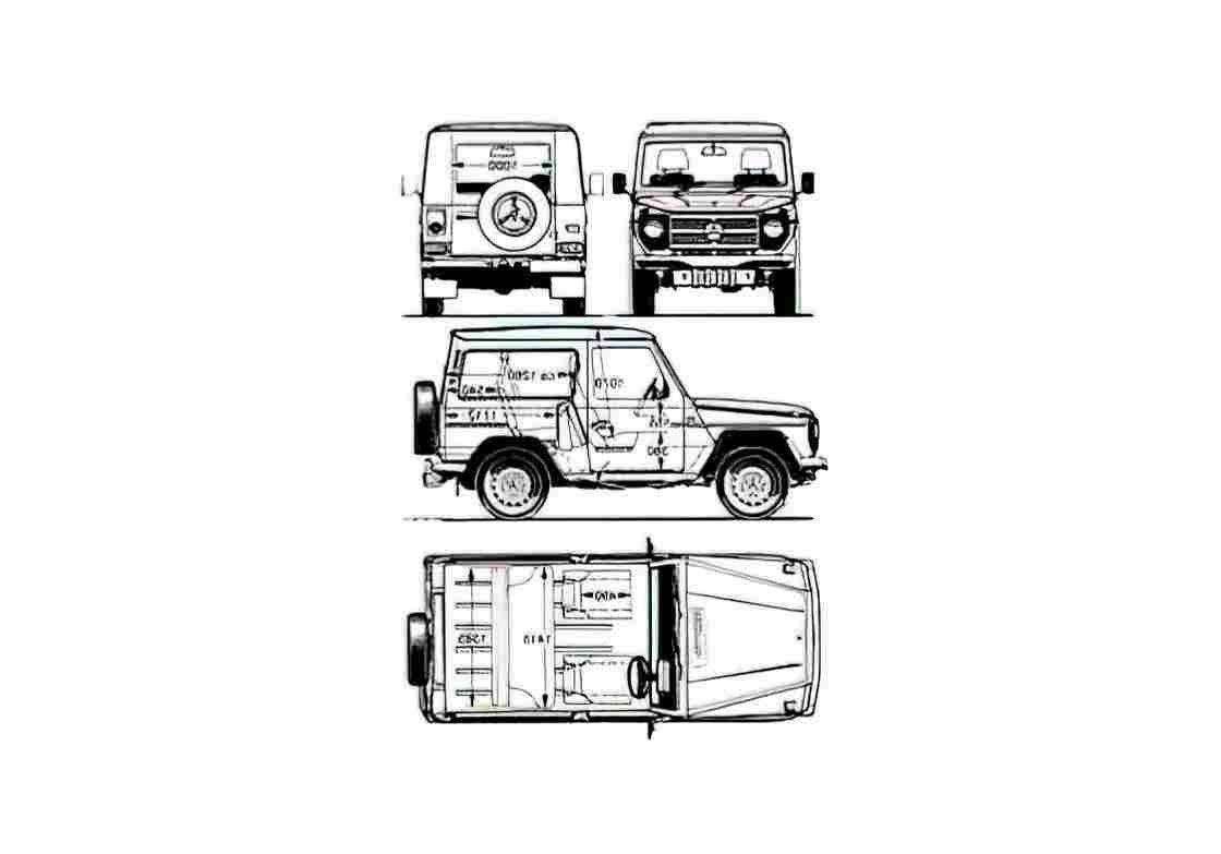 Blueprint Mercedes Benz G Class W463 SWB SUV 1999 A4 Photo Print
