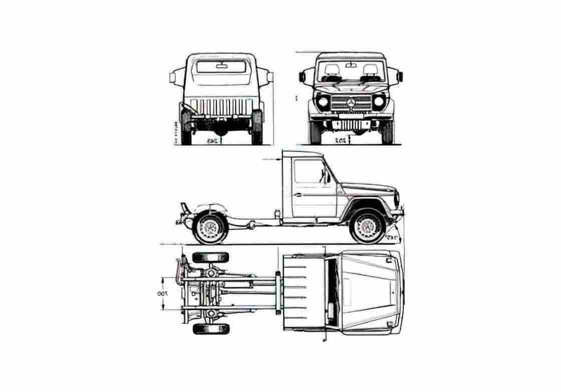 Blueprint Mercedes Benz G Class W463 Truck 1999 A4 Photo Print
