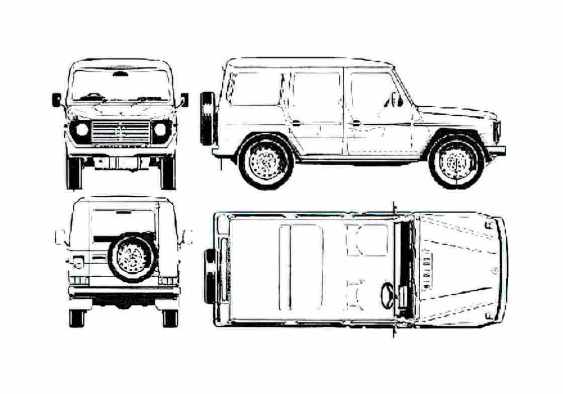 Blueprint Mercedes Benz G WAGEN LWB SUV 1986 A4 Photo Print
