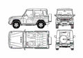 Blueprint Mercedes Benz G WAGEN LWD SUV 2005 A4 Photo Print