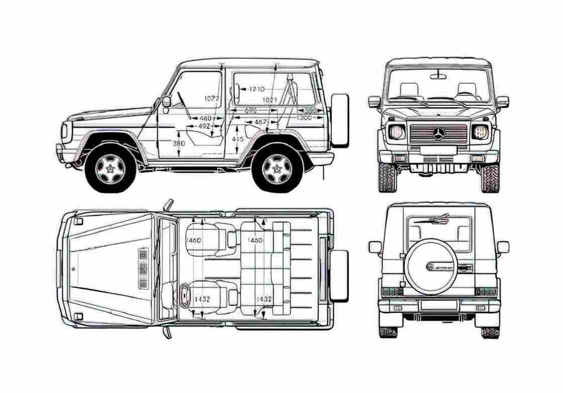Blueprint Mercedes Benz G WAGEN LWD SUV 2005 A4 Photo Print
