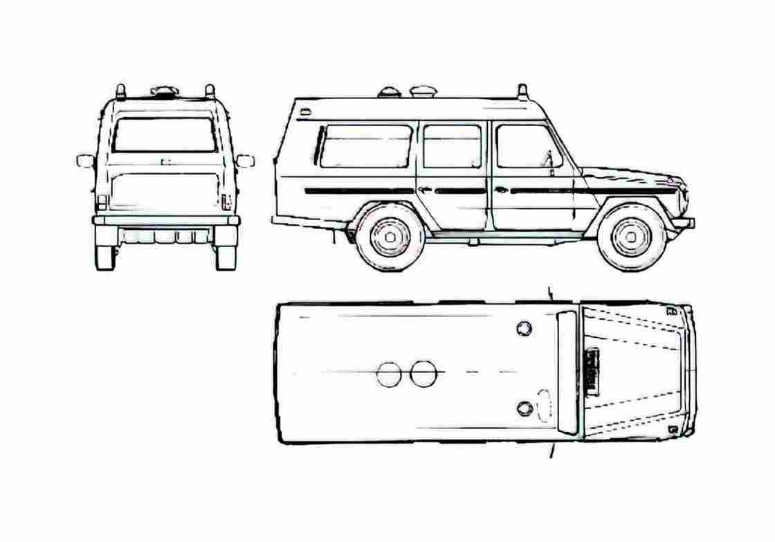 Blueprint Mercedes Benz G230 Fire SUV 1979 A4 Photo Print