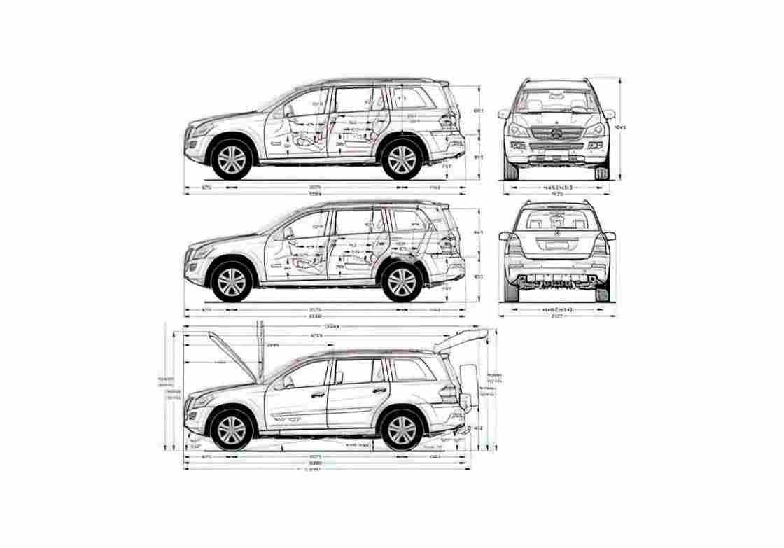 Blueprint Mercedes Benz GL Class X164 SUV 2006 A4 Photo Print