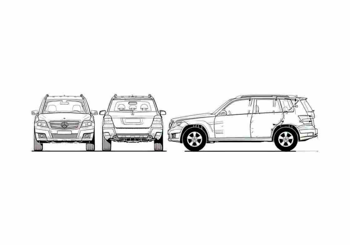 Blueprint Mercedes Benz GLK Class X204 SUV 2008 A4 Photo Print