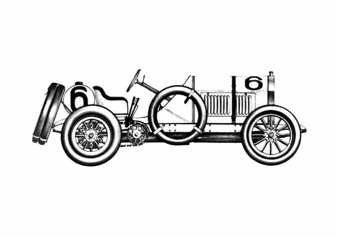 Blueprint Mercedes Benz GP Cabriolet 1908 A4 Photo Print
