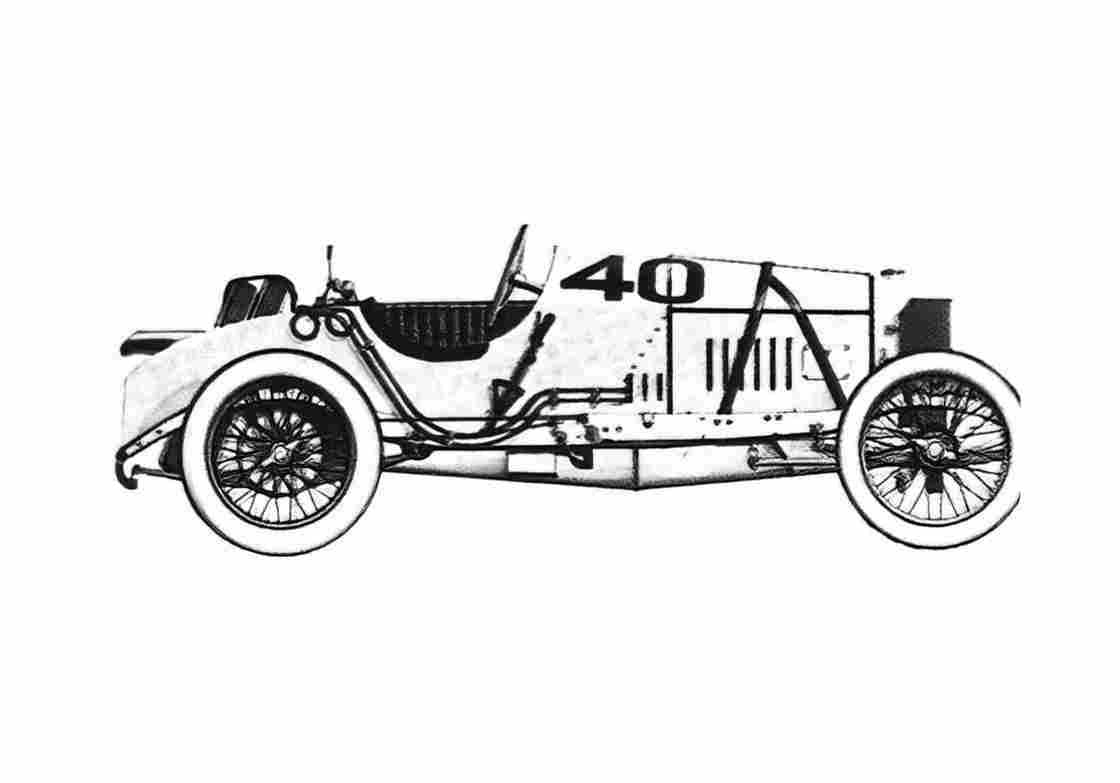 Blueprint Mercedes Benz GP Cabriolet 1914 A4 Photo Print