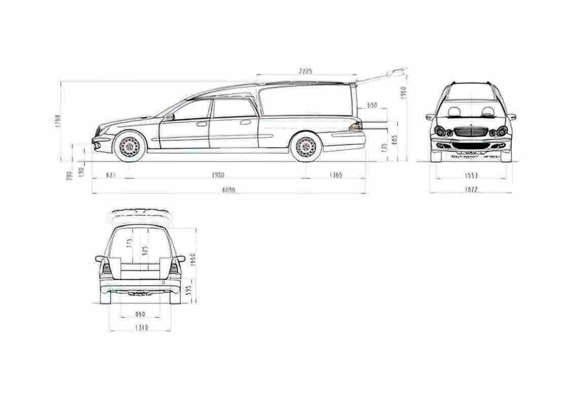 Blueprint Mercedes Benz Hearse Wagon 2007 A4 Photo Print