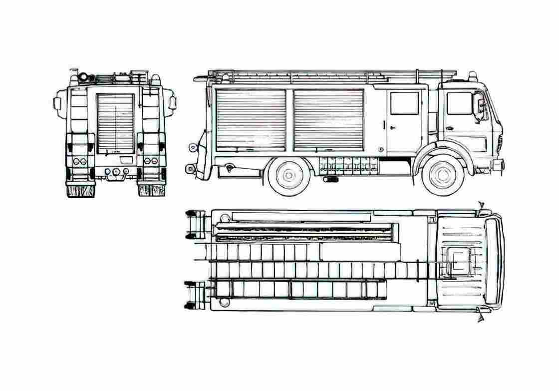 Blueprint Mercedes Benz L1017 36 Fire Truck 1978 A4 Photo Print