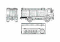 Blueprint Mercedes Benz L1017AF Fire Truck 1979 A4 Photo Print