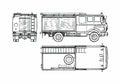 Blueprint Mercedes Benz L1017F Fire Truck 1976 A4 Photo Print