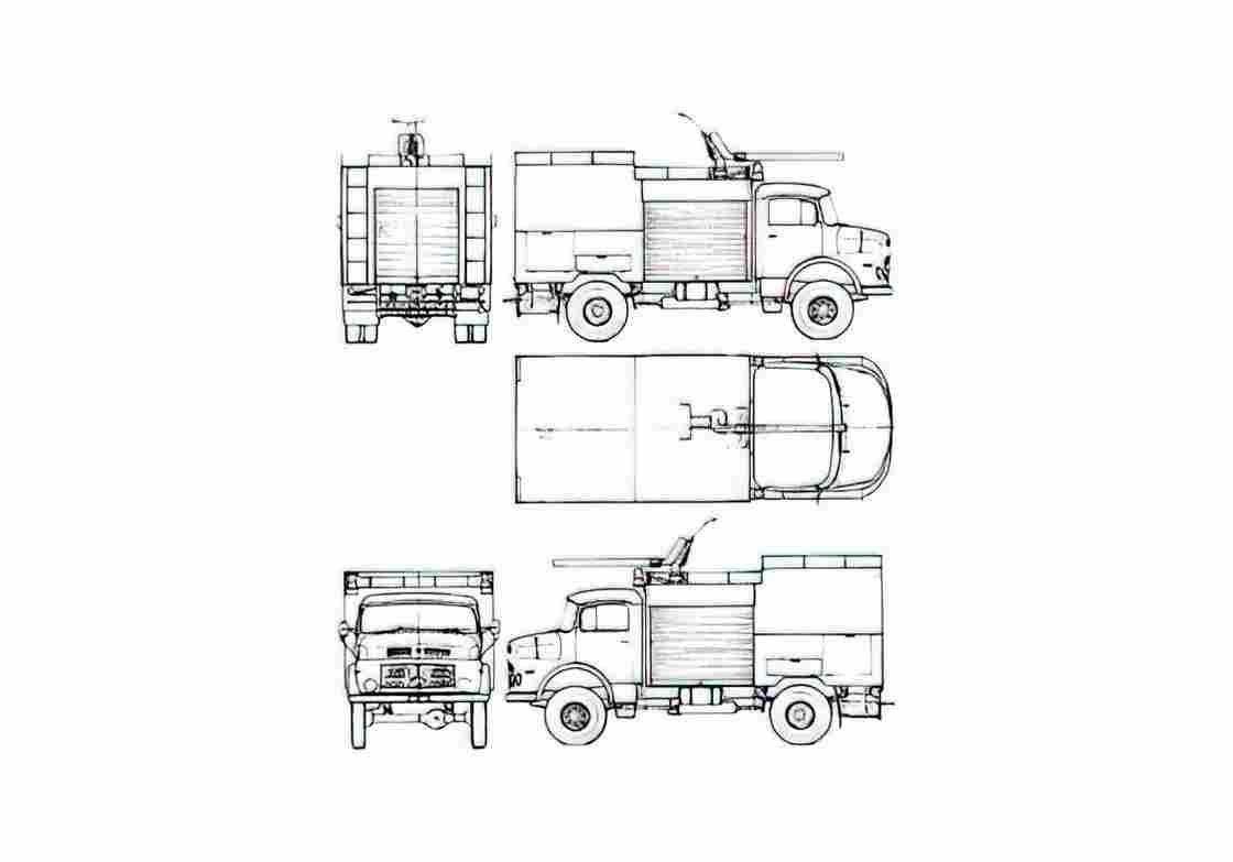 Blueprint Mercedes Benz L1113 Fire Truck 1970 A4 Photo Print