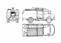 Blueprint Mercedes Benz L1113B Fire Truck 1979 A4 Photo Print