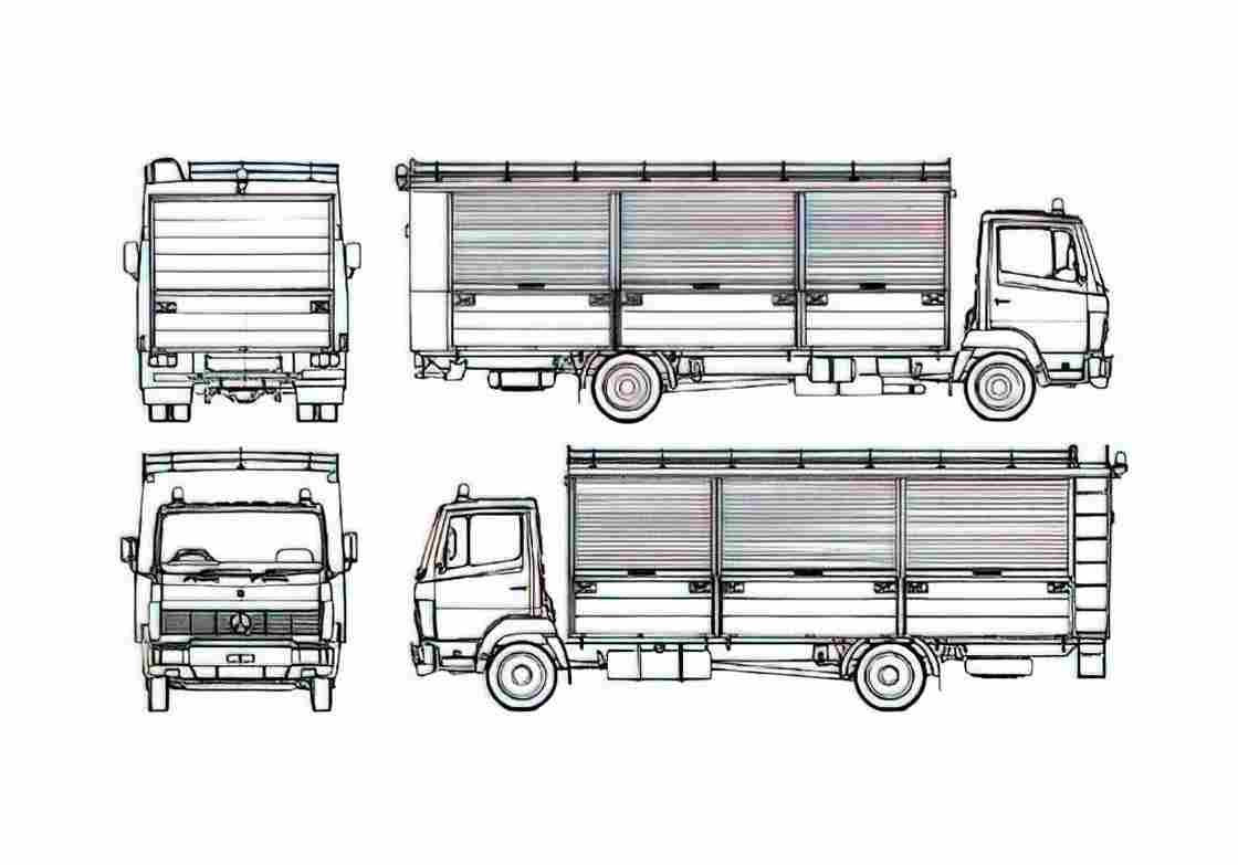 Blueprint Mercedes Benz L1117 Fire Truck 1985 A4 Photo Print