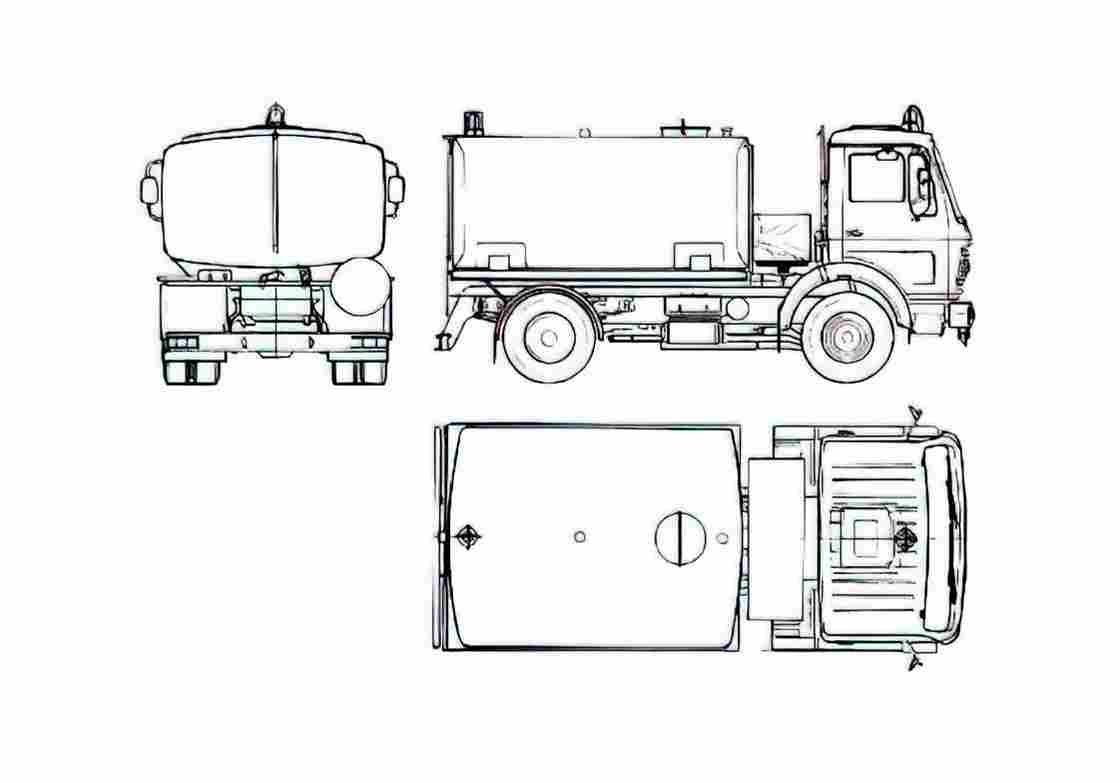 Blueprint Mercedes Benz L1217 Fire Truck 1979 A4 Photo Print