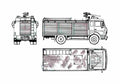 Blueprint Mercedes Benz L1222F 35 Fire Truck 1981 A4 Photo Print