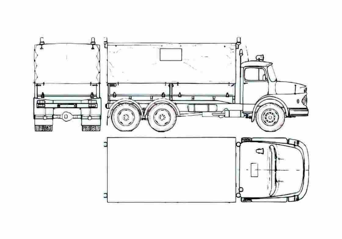 Blueprint Mercedes Benz L1618 Fire Truck 1968 A4 Photo Print
