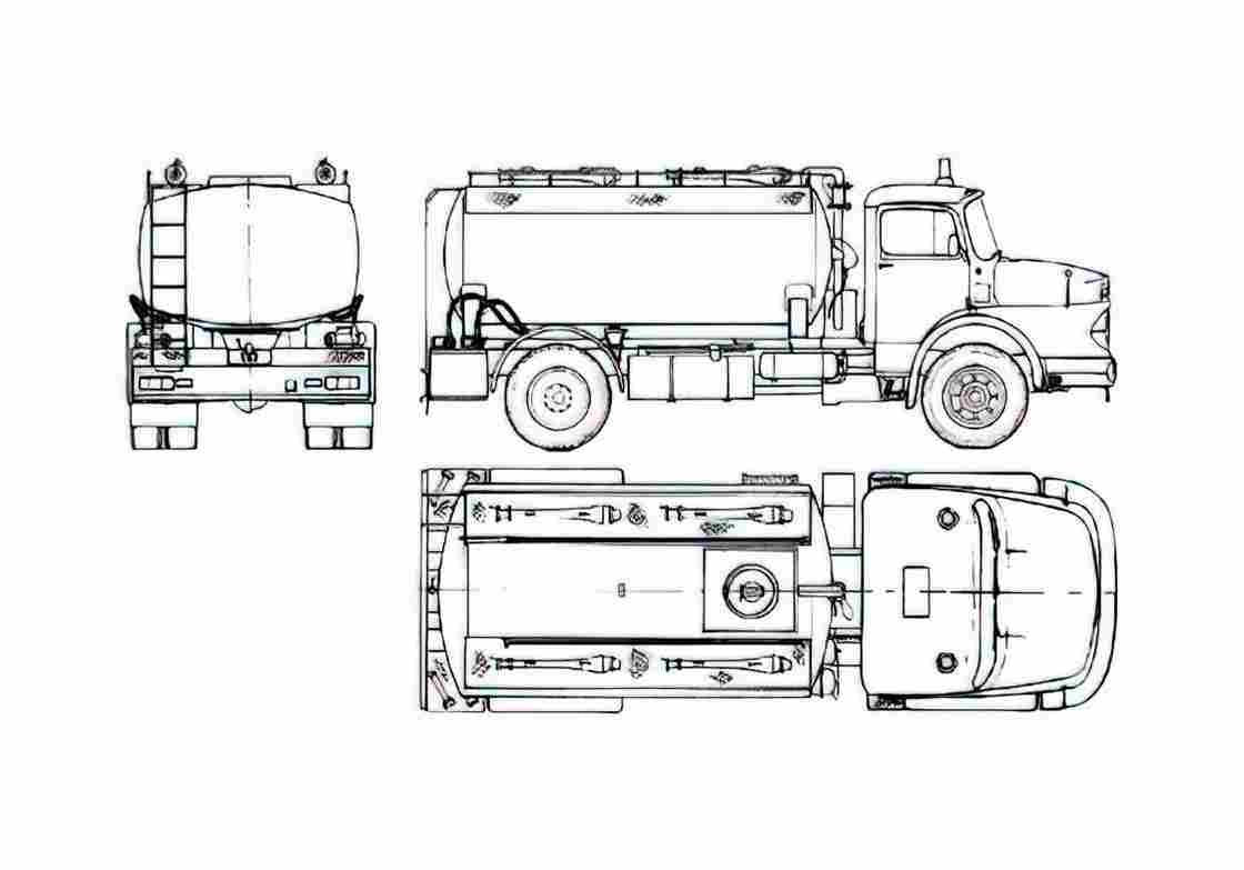 Blueprint Mercedes Benz L1924 Fire Truck 1977 A4 Photo Print