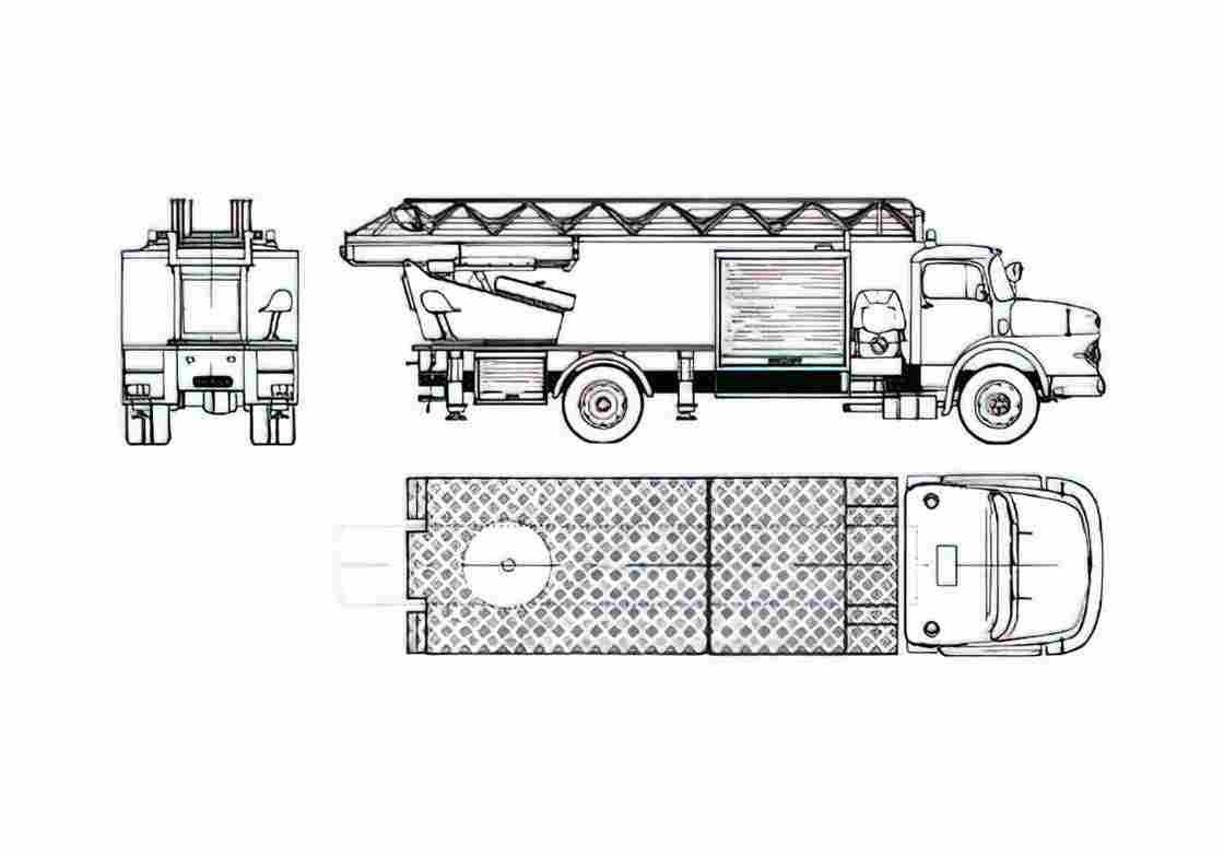 Blueprint Mercedes Benz L1924 Fire Truck 1980 A4 Photo Print