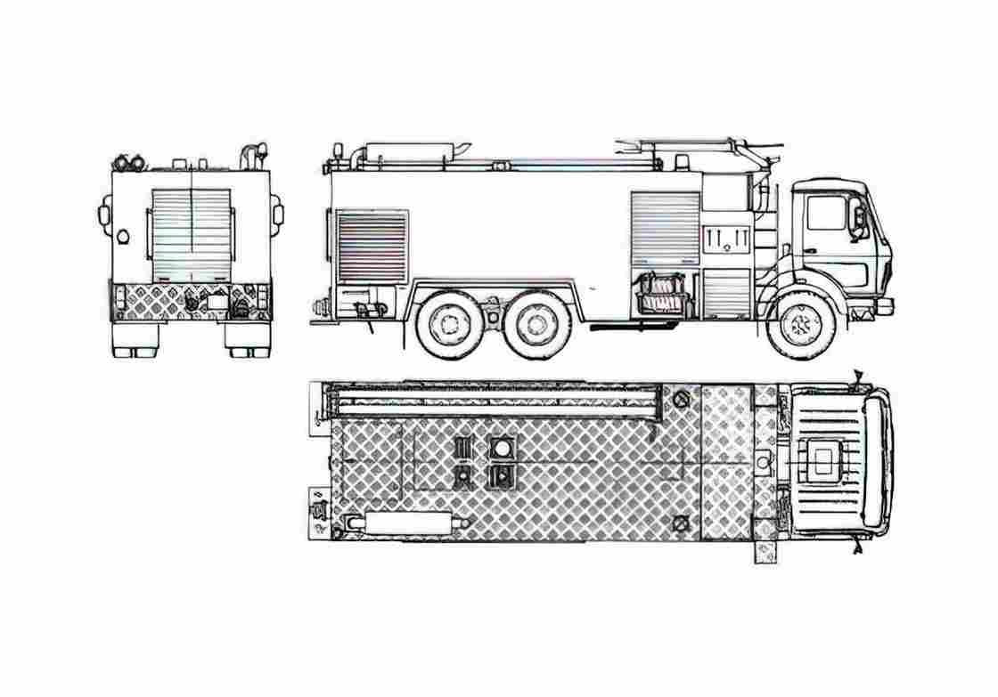 Blueprint Mercedes Benz L2232 Fire Truck 1983 A4 Photo Print