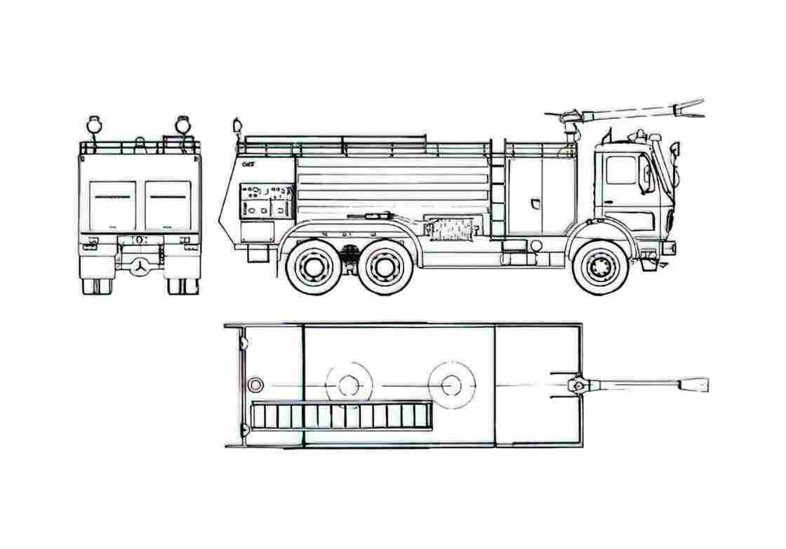 Blueprint Mercedes Benz L2632 Fire Truck 1976 A4 Photo Print