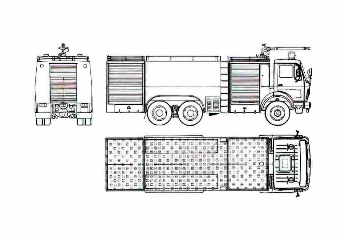 Blueprint Mercedes Benz L2632K 38 Fire Truck 1982 A4 Photo Print